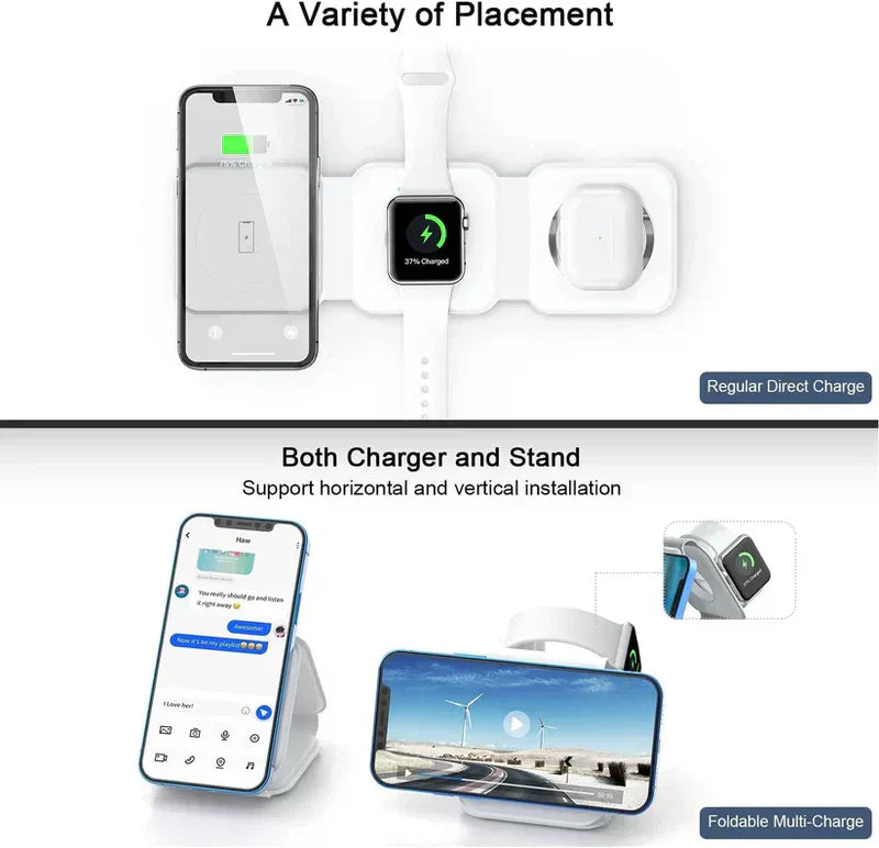 3in1 3 Steps Wireless Charger (Phones / SmartWatches and EarBuds in One)