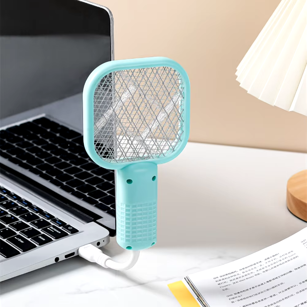 USB Mini Electric Mosquito Swatter UV Light Fly Bug Zapper Insect Racket Rechargeable Summer Fly Swatters Trap For Home Outdoor