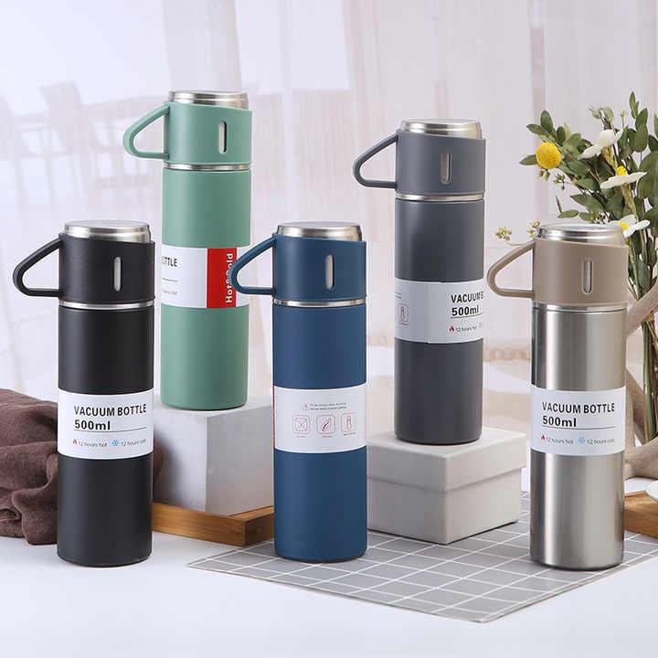 Imported Quality  Stainless Steel Vacuum Flask Set 500ml Double Wall Thermos Set Vacuum Flask Gift Set With Double Lids